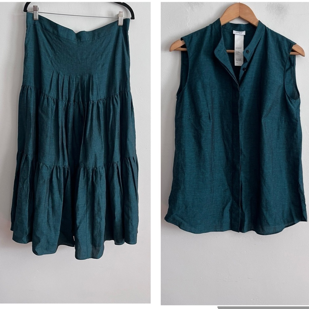 Akris Punto Linen Blend Ser Top and Tiered Skirt